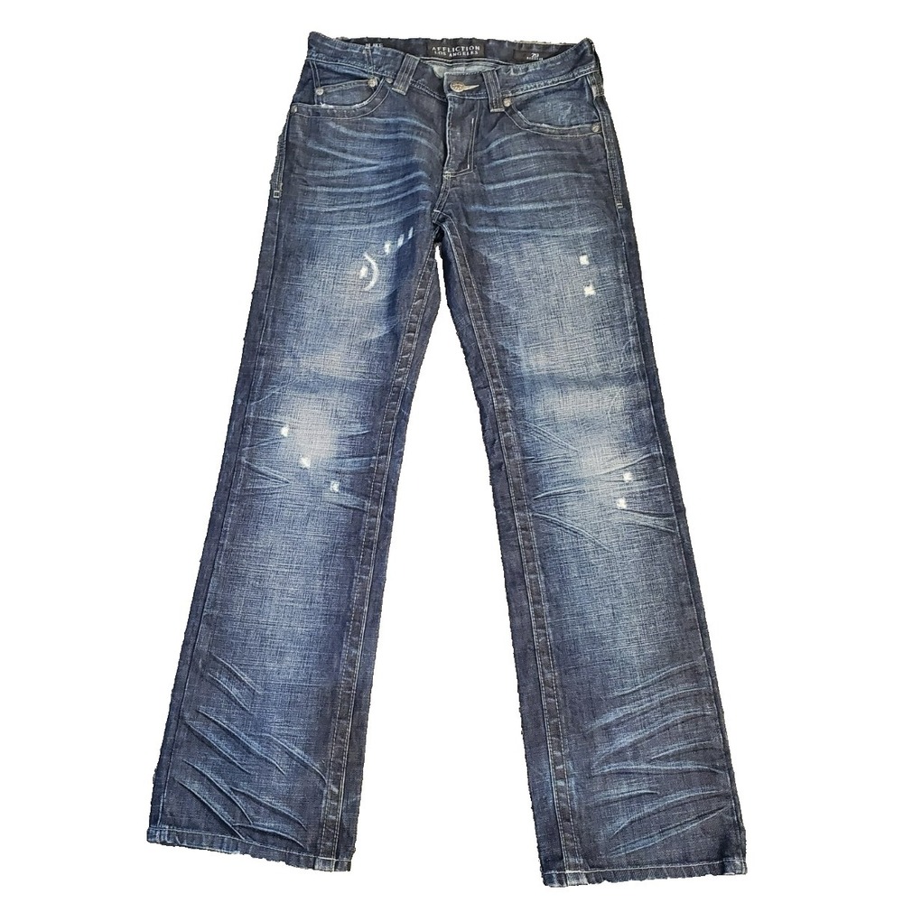 Affliction Blake Jeans Mens 29R  Relaxed Straight Distressed Denim Blue